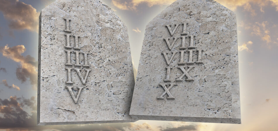 The,ten,commandments,on,a,sunset,background
